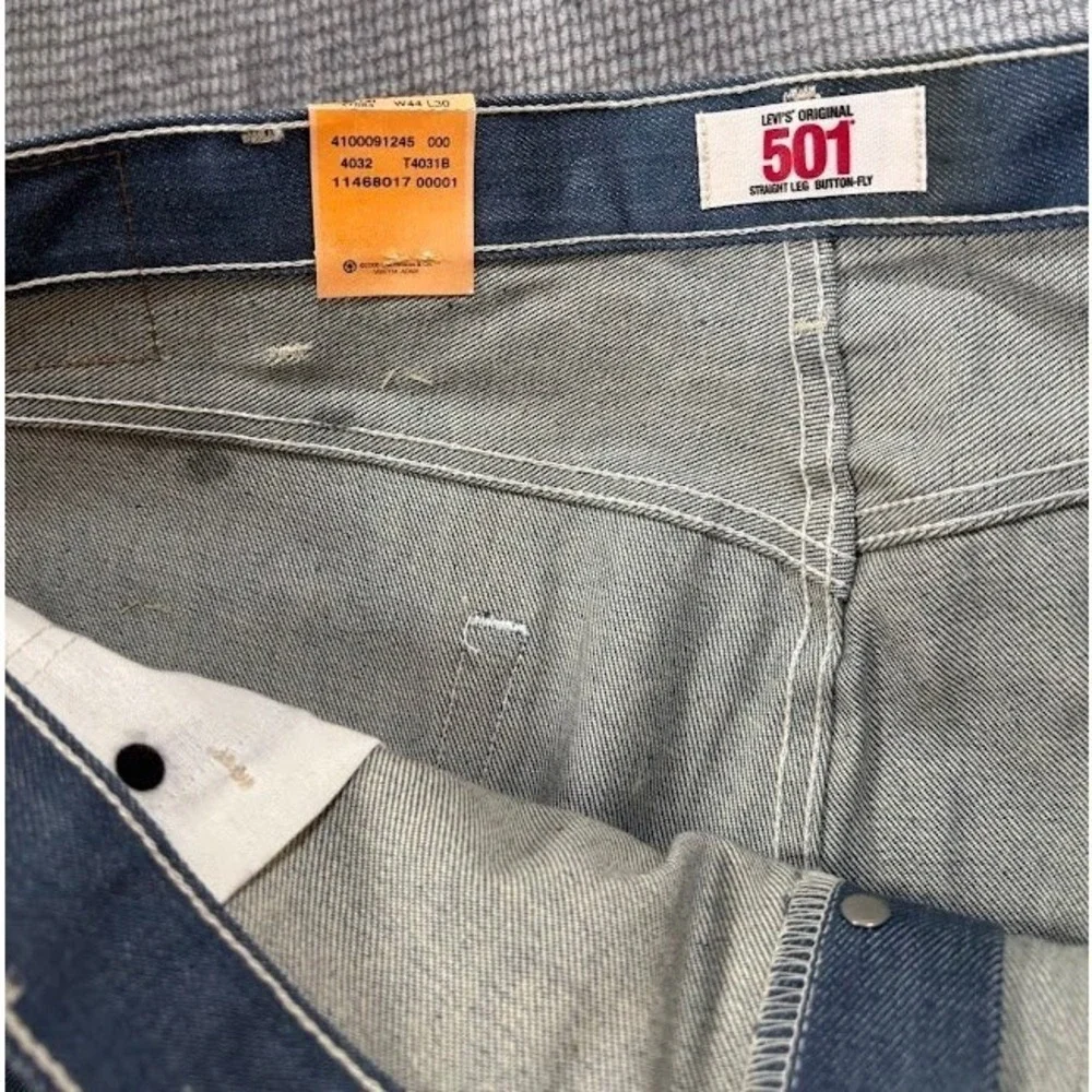 Levis 501 Original Straight Leg Mens Jeans Blue Grey W44 L30 Button Fly Cotton